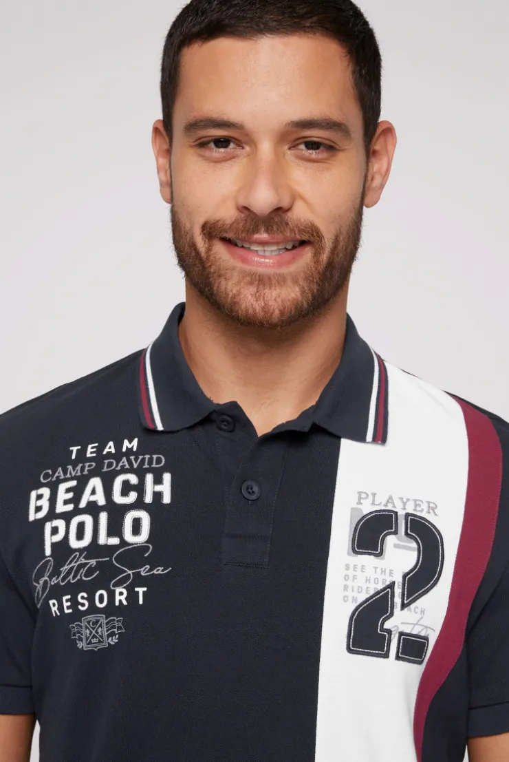 CAMP DAVID & SOCCX Pikee-Polo mit Color-Blocking und Artwork blue navy bluenavy Sale