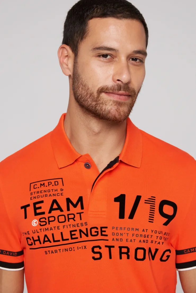 CAMP DAVID & SOCCX Pikee-Polo mit Flockprint signal orange signalorange Discount