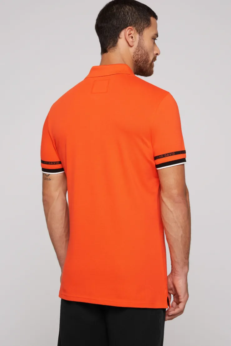 CAMP DAVID & SOCCX Pikee-Polo mit Flockprint signal orange signalorange Discount