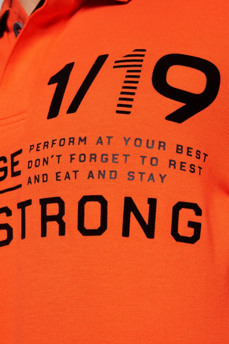 CAMP DAVID & SOCCX Pikee-Polo mit Flockprint signal orange signalorange Discount