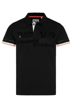 CAMP DAVID & SOCCX Pikee-Polo mit Flockprint black Cheap