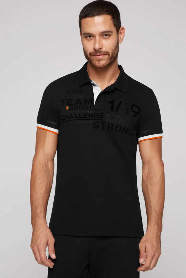 CAMP DAVID & SOCCX Pikee-Polo mit Flockprint black Cheap