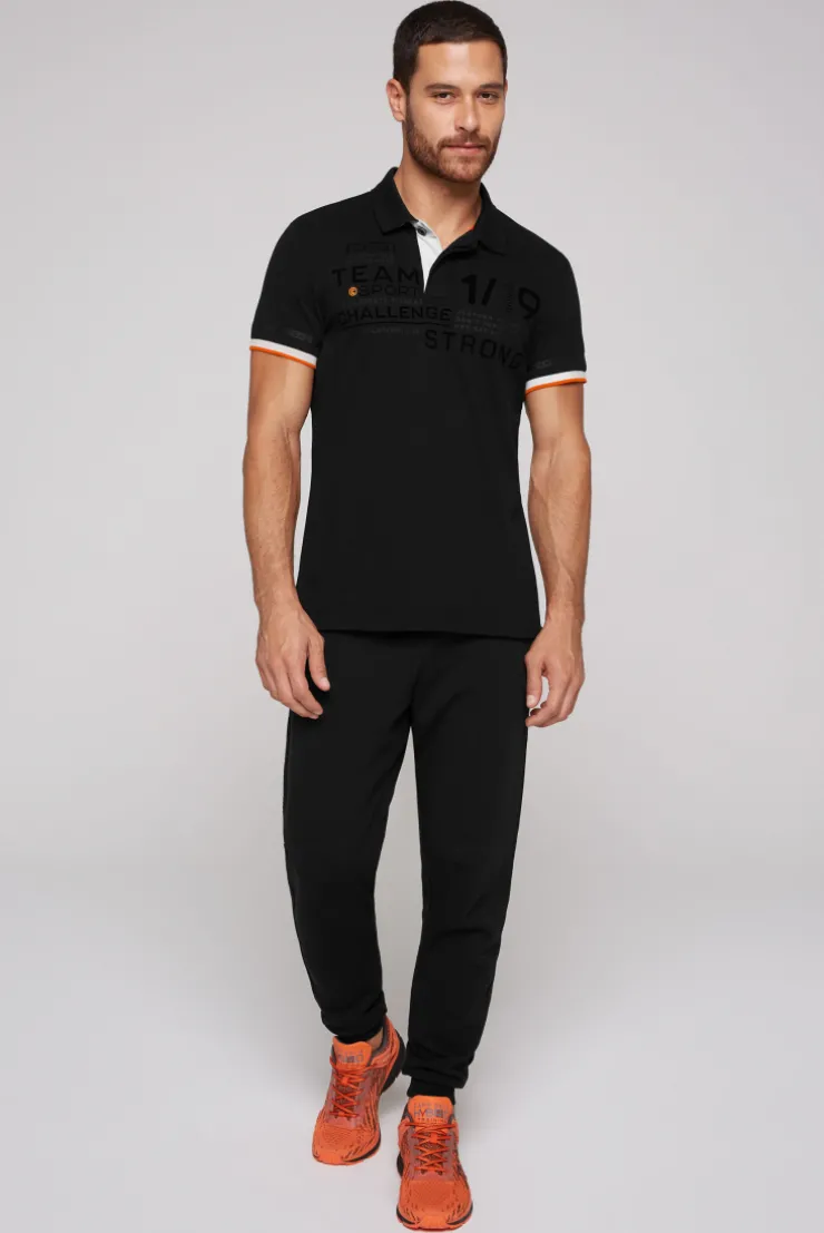 CAMP DAVID & SOCCX Pikee-Polo mit Flockprint black Cheap