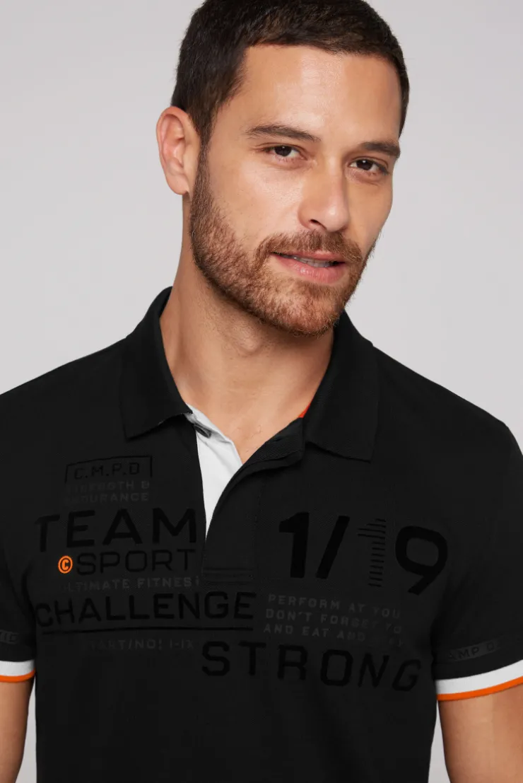 CAMP DAVID & SOCCX Pikee-Polo mit Flockprint black Cheap