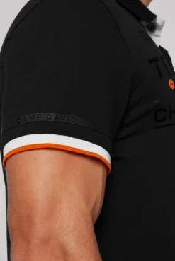 CAMP DAVID & SOCCX Pikee-Polo mit Flockprint black Cheap