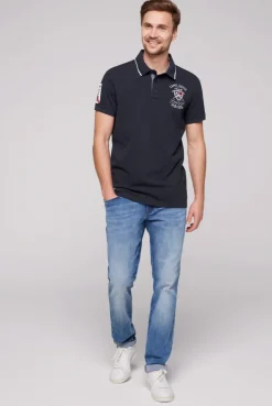 CAMP DAVID & SOCCX Pikee-Polo mit Label Patches und Stickereien blue navy bluenavy Hot