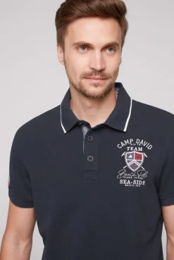 CAMP DAVID & SOCCX Pikee-Polo mit Label Patches und Stickereien blue navy bluenavy Hot