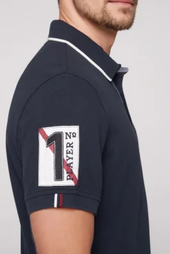 CAMP DAVID & SOCCX Pikee-Polo mit Label Patches und Stickereien blue navy bluenavy Hot