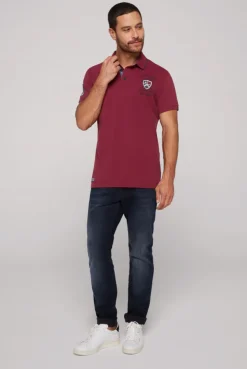 CAMP DAVID & SOCCX Pikee-Polo mit Label Patches und Stickereien burgundy Clearance