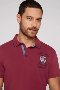 CAMP DAVID & SOCCX Pikee-Polo mit Label Patches und Stickereien burgundy Clearance