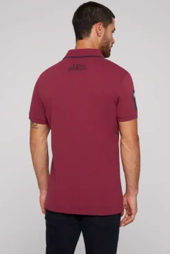CAMP DAVID & SOCCX Pikee-Polo mit Label Patches und Stickereien burgundy Clearance