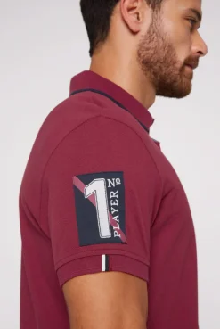 CAMP DAVID & SOCCX Pikee-Polo mit Label Patches und Stickereien burgundy Clearance