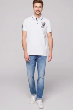 CAMP DAVID & SOCCX Pikee-Polo mit Label Patches und Stickereien opticwhite Discount