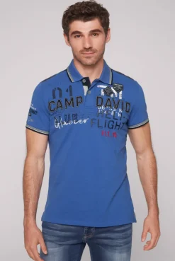 CAMP DAVID & SOCCX Pikee-Polo mit Label-Applikationen strong blue strongblue Online