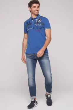 CAMP DAVID & SOCCX Pikee-Polo mit Label-Applikationen strong blue strongblue Online