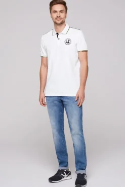 CAMP DAVID & SOCCX Pikee-Polo mit Tipping-Effekten opticwhite Clearance
