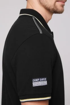 CAMP DAVID & SOCCX Pikee-Polo mit Tipping-Effekten black Outlet