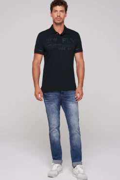 CAMP DAVID & SOCCX Pikee-Polo mit tonigem Rubber Artwork blue navy bluenavy Hot