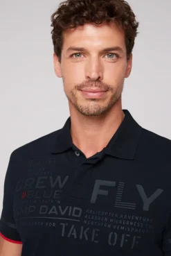 CAMP DAVID & SOCCX Pikee-Polo mit tonigem Rubber Artwork blue navy bluenavy Hot