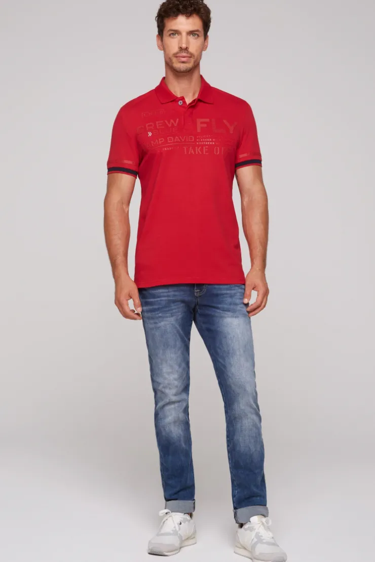 CAMP DAVID & SOCCX Pikee-Polo mit tonigem Rubber Artwork flight red flightred New