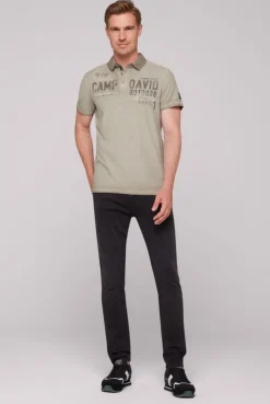CAMP DAVID & SOCCX Polo mit Schultertapes und Logo Artwork fossil brown fossilbrown Sale
