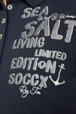 CAMP DAVID & SOCCX Poloshirt aus Pikee mit Glitter Print classic navy classicnavy Online