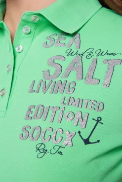 CAMP DAVID & SOCCX Poloshirt aus Pikee mit Glitter Print regatta green regattagreen Flash Sale