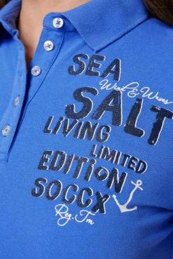 CAMP DAVID & SOCCX Poloshirt aus Pikee mit Glitter Print deep sky deepsky Outlet