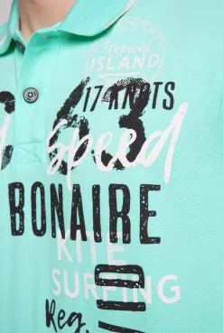 CAMP DAVID & SOCCX Poloshirt aus Pikee mit Print Artwork aqua green | S aquagreen Best Sale