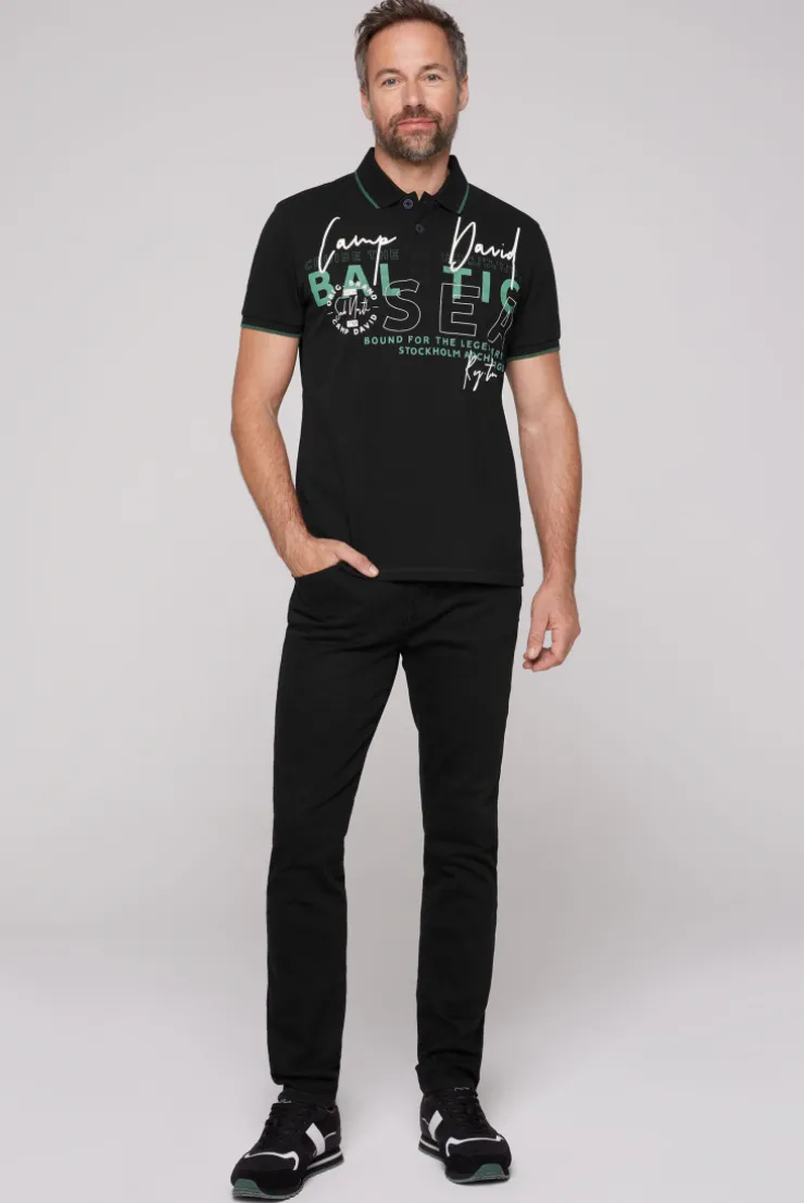 CAMP DAVID & SOCCX Poloshirt aus Pikee mit Rubber Print black Best