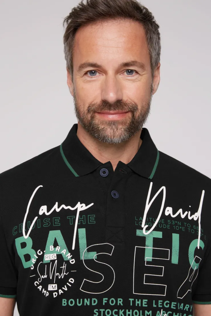 CAMP DAVID & SOCCX Poloshirt aus Pikee mit Rubber Print black Best