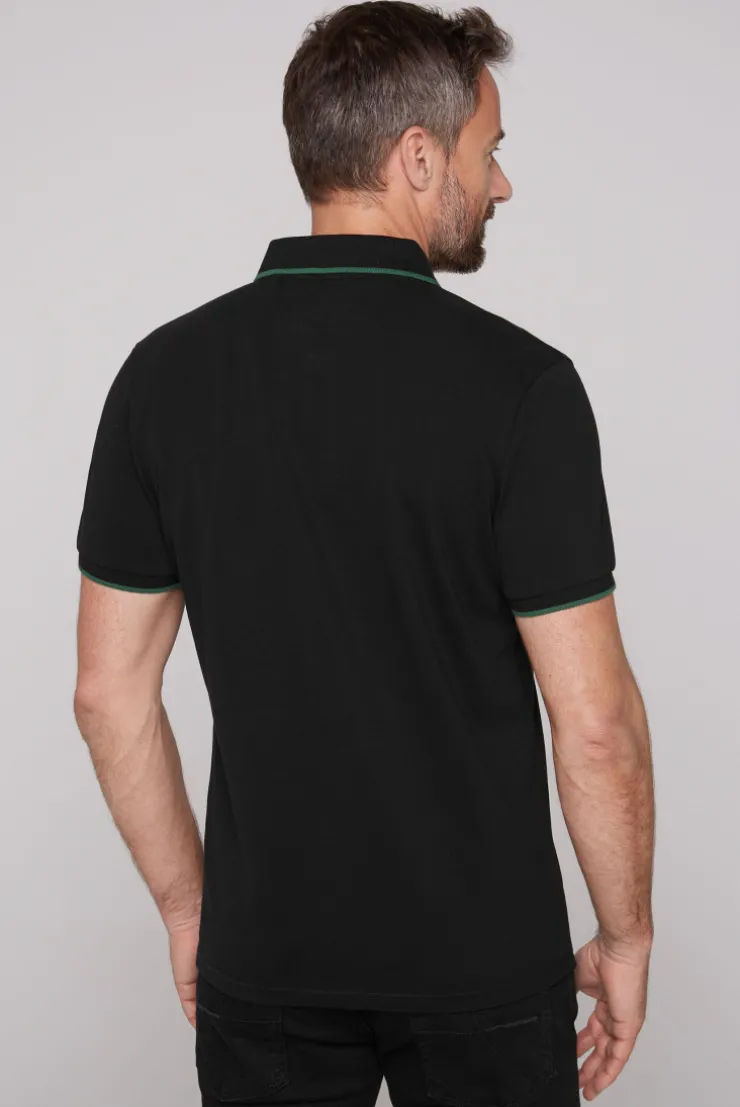 CAMP DAVID & SOCCX Poloshirt aus Pikee mit Rubber Print black Best