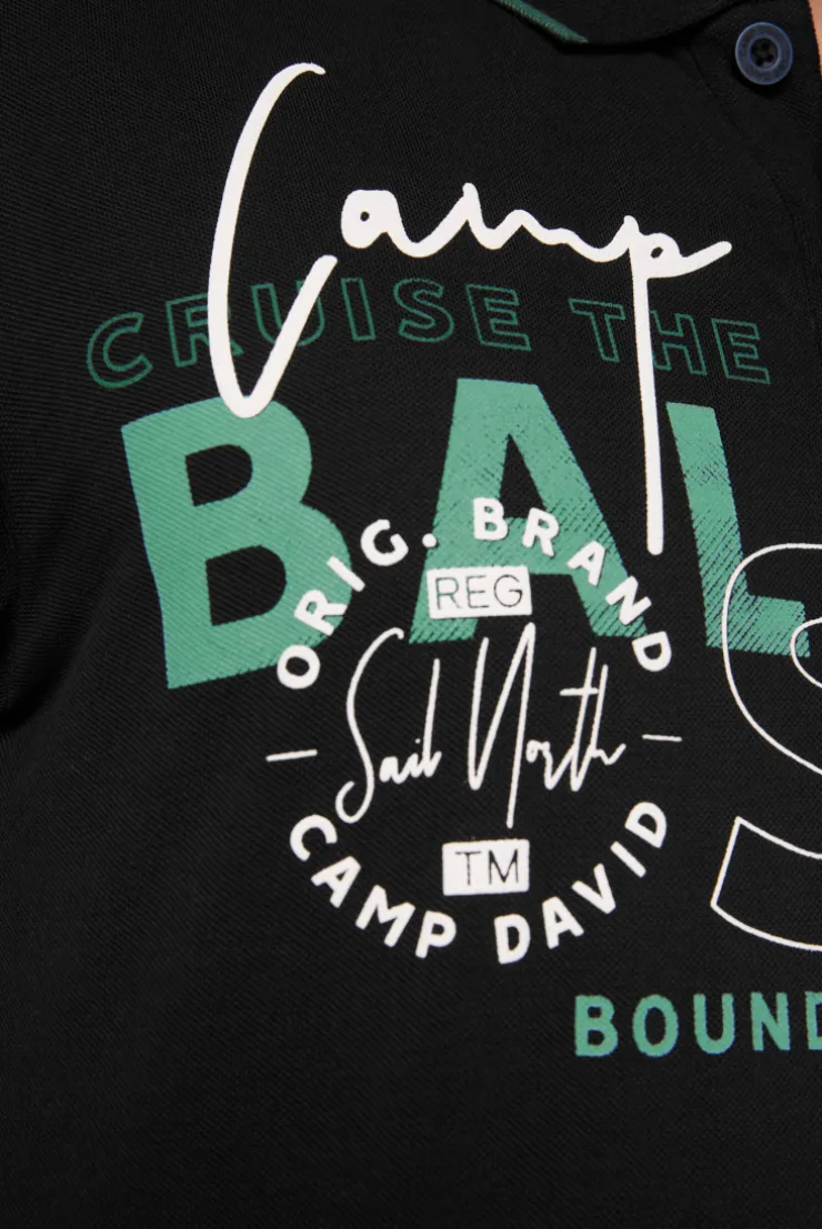 CAMP DAVID & SOCCX Poloshirt aus Pikee mit Rubber Print black Best