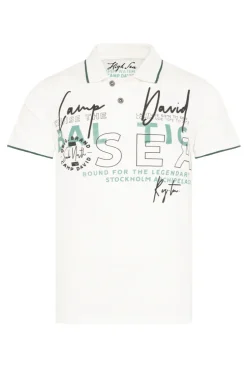 CAMP DAVID & SOCCX Poloshirt aus Pikee mit Rubber Print ivory Fashion