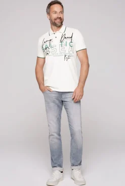 CAMP DAVID & SOCCX Poloshirt aus Pikee mit Rubber Print ivory Fashion