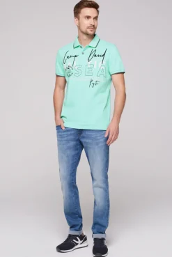CAMP DAVID & SOCCX Poloshirt aus Pikee mit Rubber Print flash aqua | M flashaqua Cheap