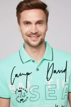 CAMP DAVID & SOCCX Poloshirt aus Pikee mit Rubber Print flash aqua | M flashaqua Cheap