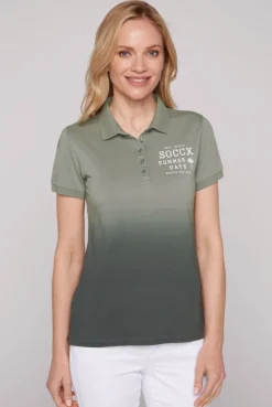 CAMP DAVID & SOCCX Poloshirt Dip Dye mit Rücken-Artwork sage green sagegreen Shop