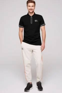 CAMP DAVID & SOCCX Poloshirt mit Zipper und reflektierenden Prints black Hot