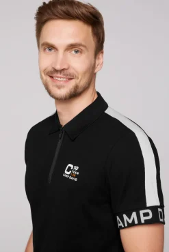 CAMP DAVID & SOCCX Poloshirt mit Zipper und reflektierenden Prints black Hot
