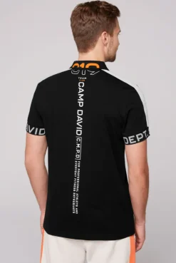 CAMP DAVID & SOCCX Poloshirt mit Zipper und reflektierenden Prints black Hot
