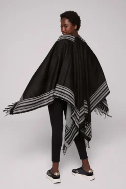CAMP DAVID & SOCCX Poncho mit Streifen-Design und Fransen black / grey Fashion