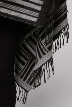 CAMP DAVID & SOCCX Poncho mit Streifen-Design und Fransen black / grey Fashion