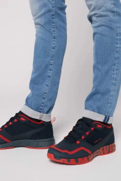 CAMP DAVID & SOCCX Power Sneaker im Materialmix mit XL-Logo navy / red Cheap