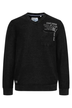 CAMP DAVID & SOCCX Pullover Linksstrick mit Used Look black Store