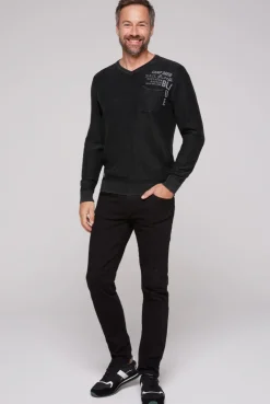CAMP DAVID & SOCCX Pullover Linksstrick mit Used Look black Store