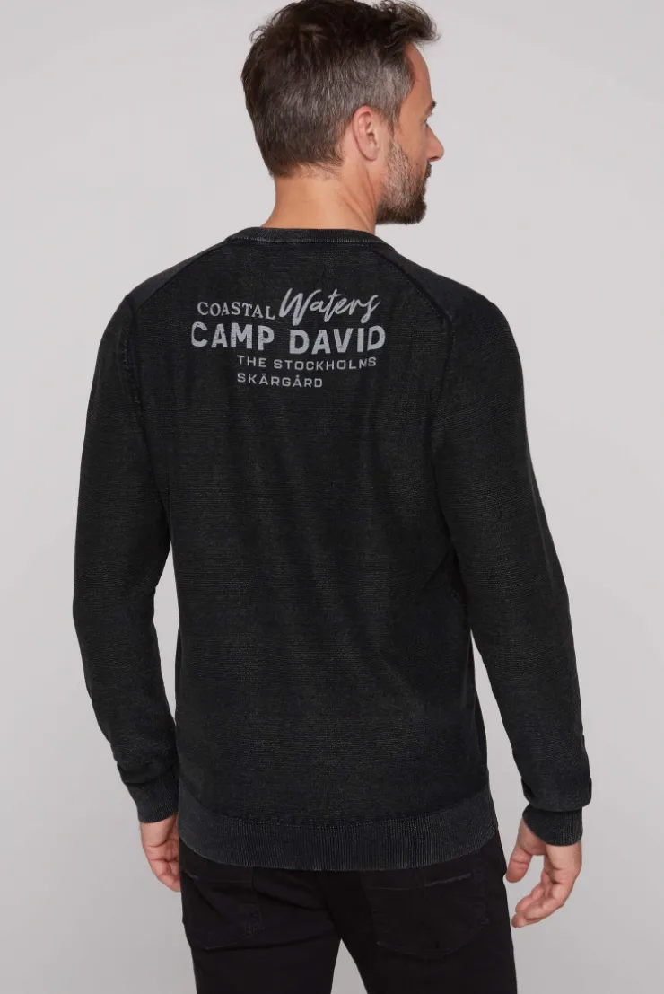 CAMP DAVID & SOCCX Pullover Linksstrick mit Used Look black Store