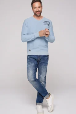 CAMP DAVID & SOCCX Pullover Linksstrick mit Used Look summer blue summerblue Hot