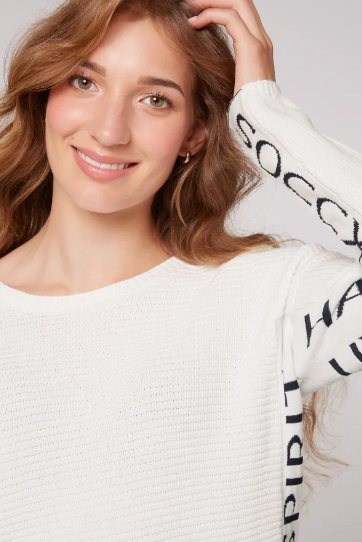 CAMP DAVID & SOCCX Pullover mit Intarsia-Logo ivory Clearance