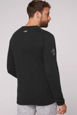 CAMP DAVID & SOCCX Pullover mit V-Ausschnitt und Artworks black Best